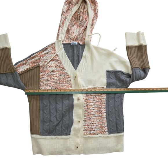 Papaya Branch oversized Cardigan sweater hoodie, womens size Xl, multi-colored - Picture 7 of 8